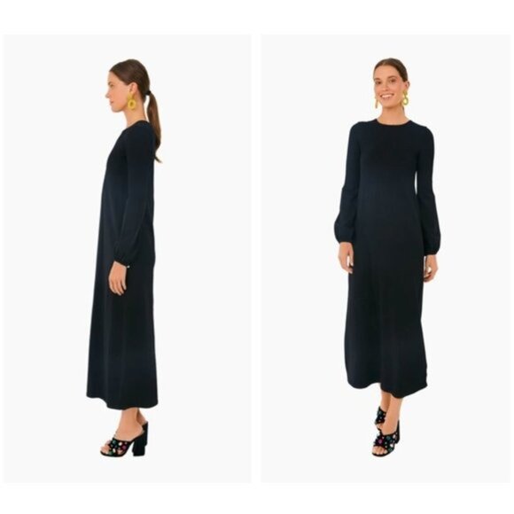 Pomander Place | NEW Black Double Knit Lennox Long Sleeve Maxi Dress Size S - Picture 4 of 13